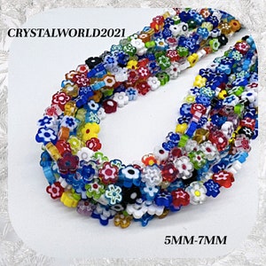 30 5MM-7MM Millefiori Flower Glass Beads For Jewellery Making/Crafts Etc.