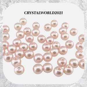 100 6MM 8MM Pale Pink Coloured Imitation Pearl Beads Round Plastic Acrylic Loose Beads for Jewellery Making