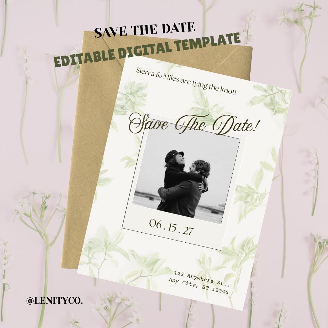 Editable Wedding Save the Date Template | Elegant Invite (digital ...