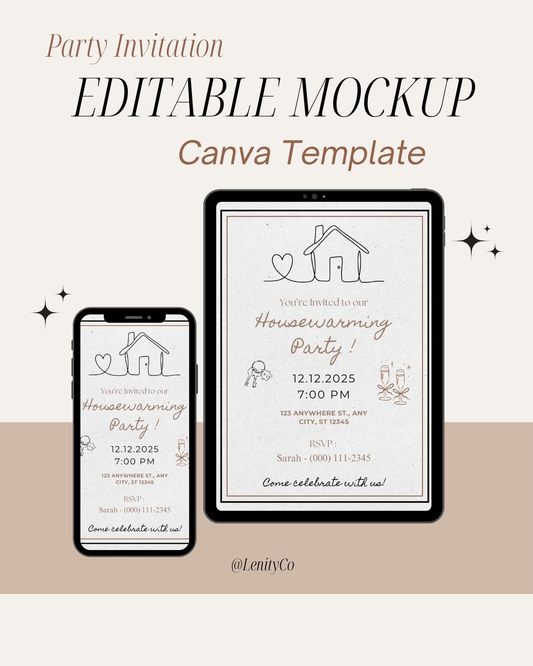 Housewarming Party Invitation Canva Template | Editable Digital Invite ...