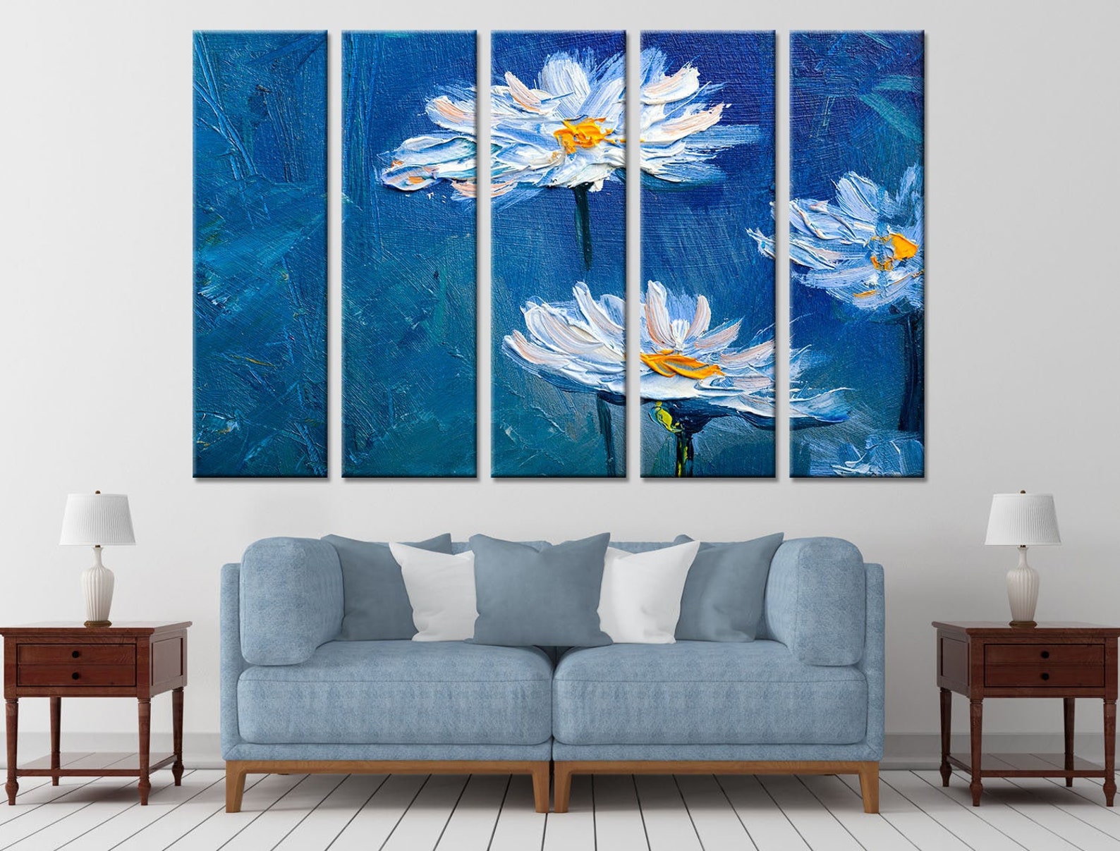 Aesthetic wall art Oil Painting wall art sets Daisies art | Etsy