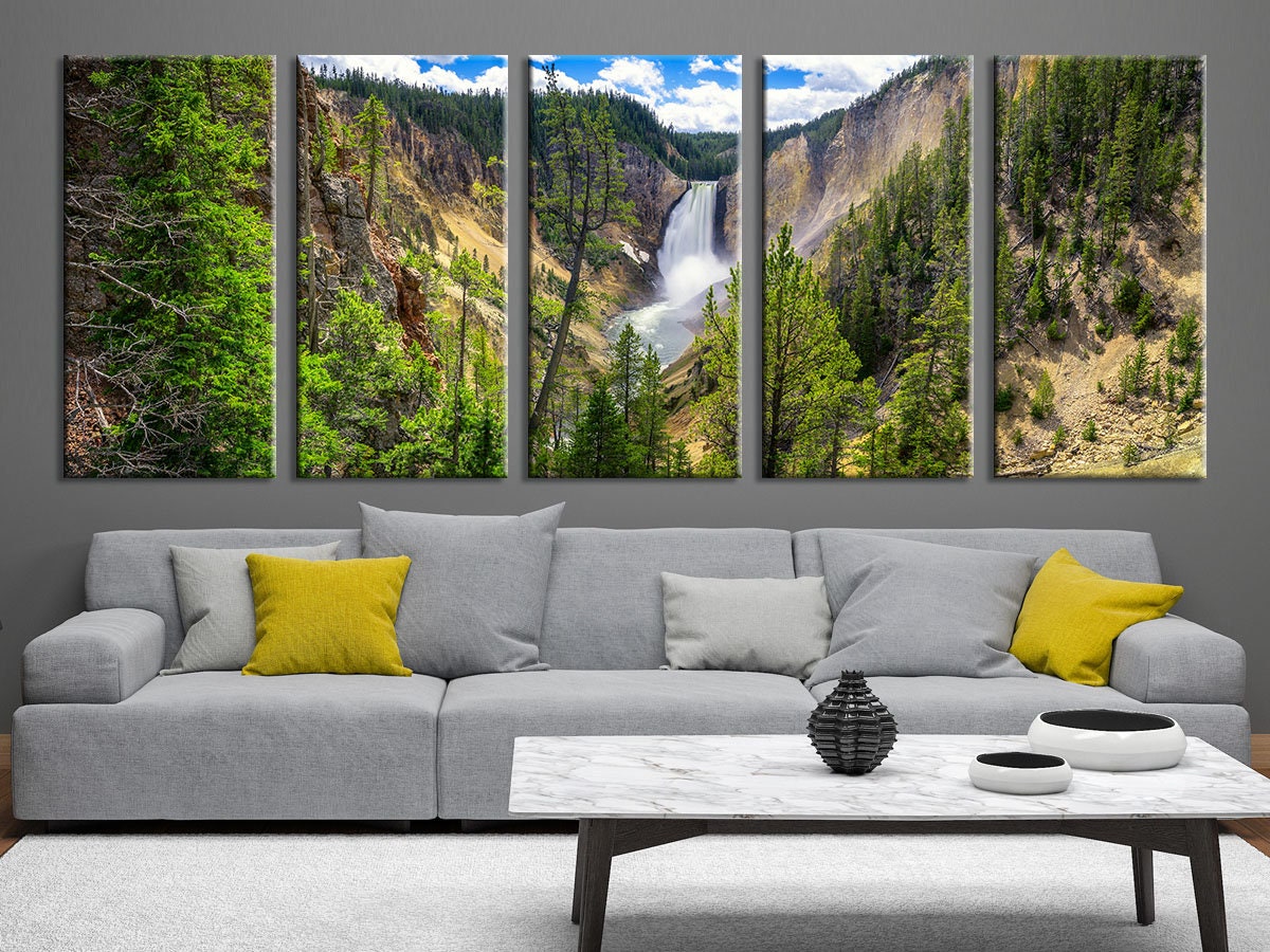 Mountains Tree Wall Decor Mountains Modern Print Falls Wall Etsy UK