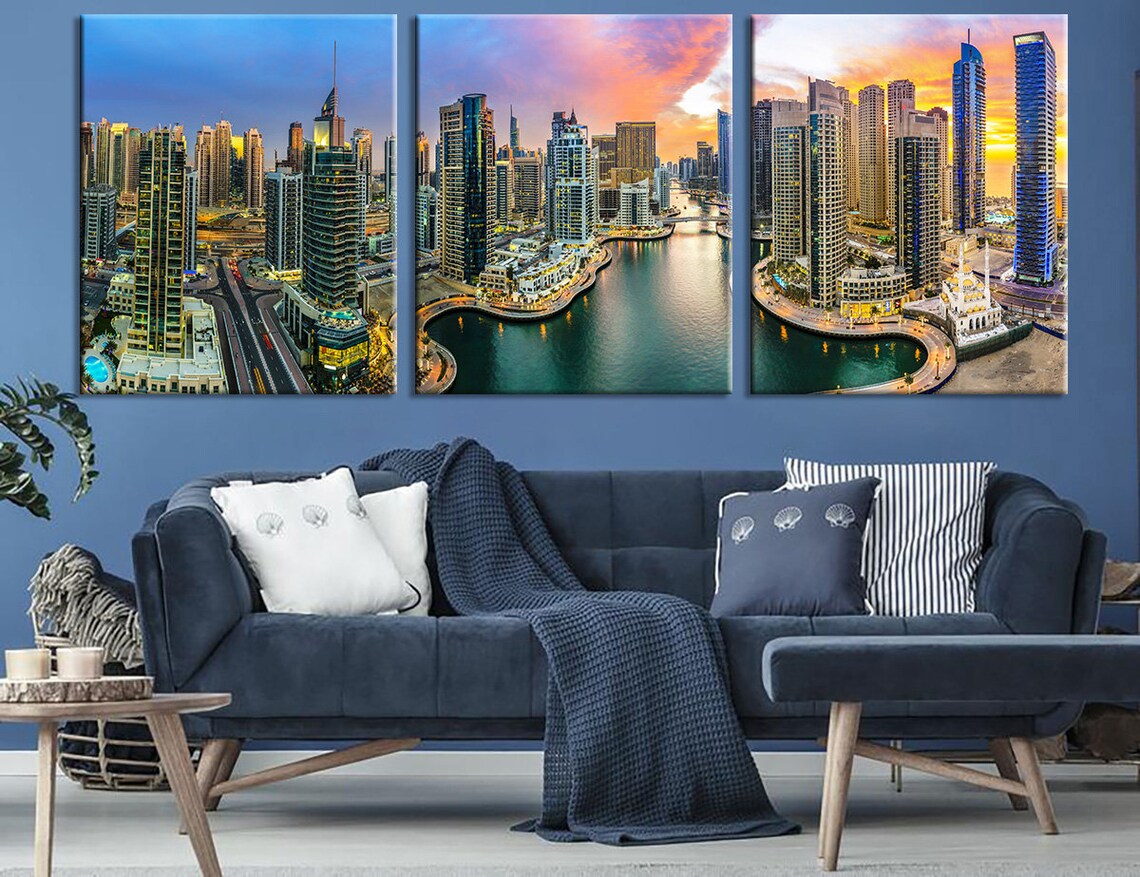 Canvas Set of Dubai Dubai Panoramic View Dubai Marina Wall Art Etsy