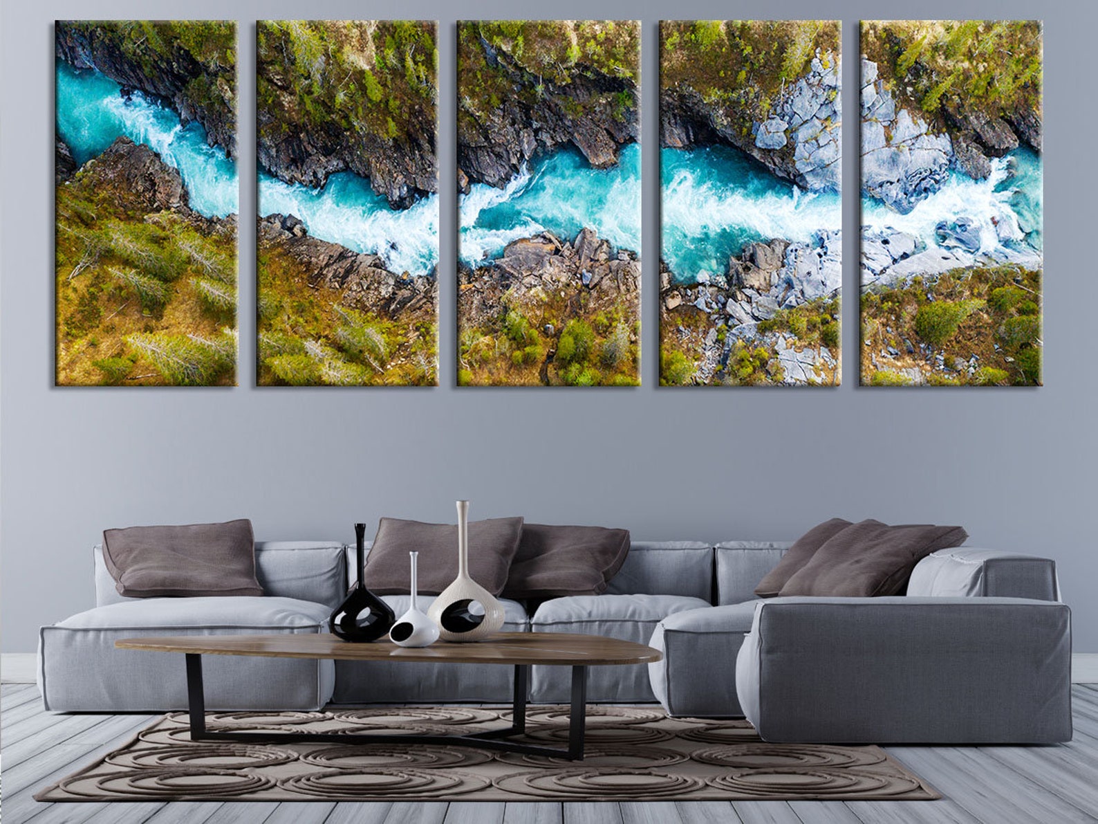 Forest River Rock Wall Art Nature Wall Art Abstract Canvas Art Etsy