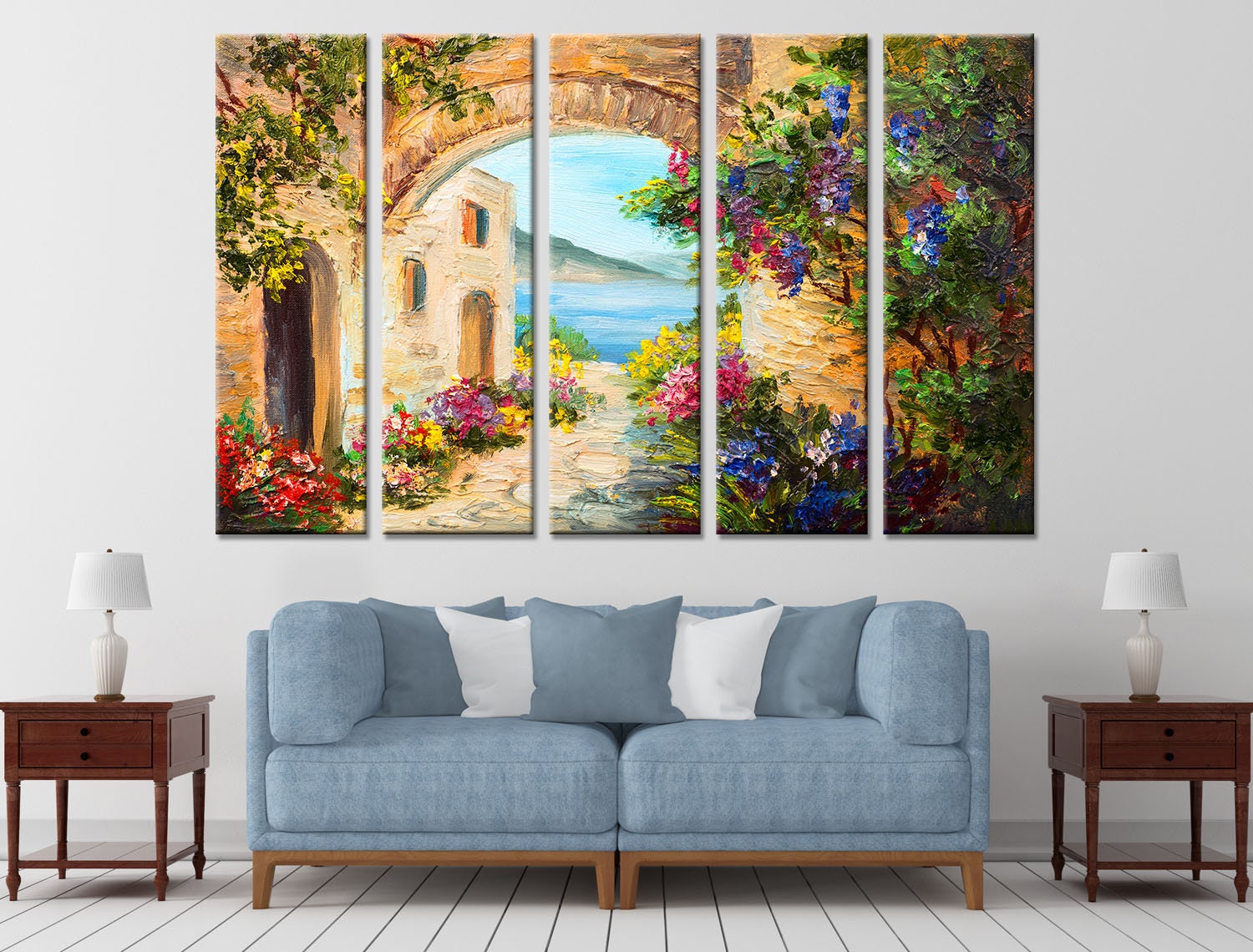 Oil Painting House Wall Decor House Sea Canvas Flowers House - Etsy UK