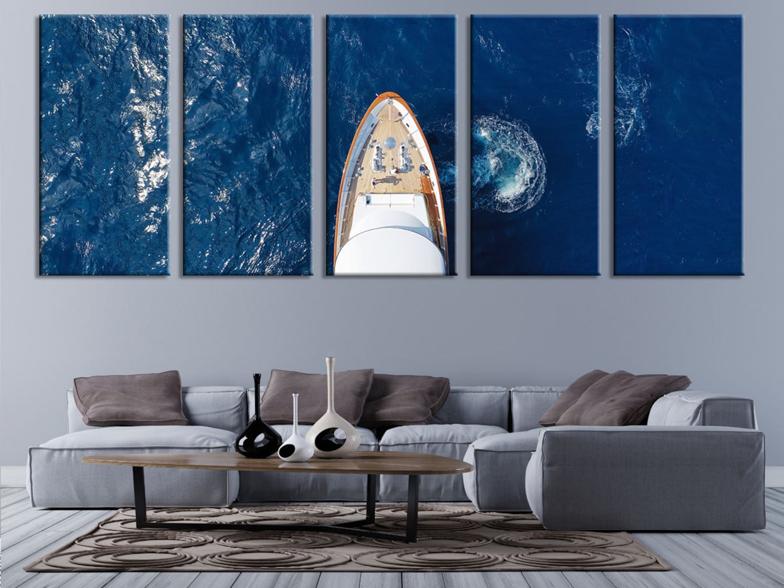 wooden yacht wall art