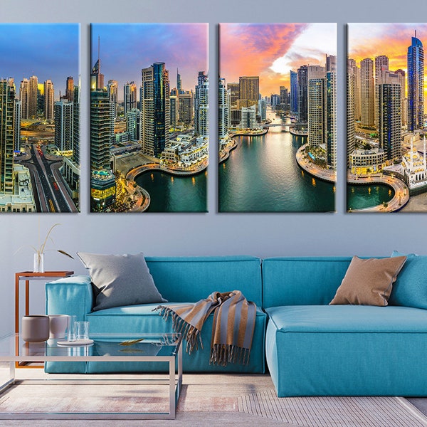 Dubai Marina Canvas Art Etsy
