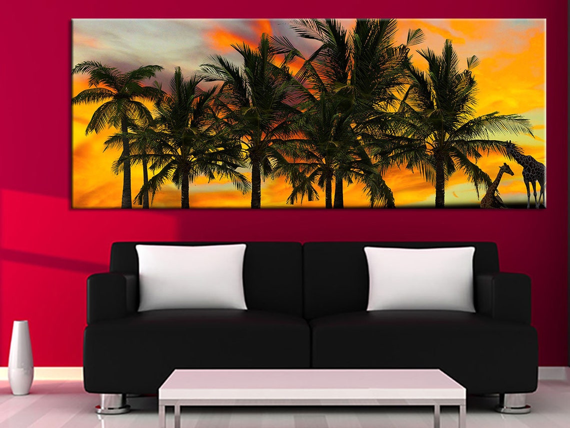 Palm Trees Wall Decor Africa Wall Art Decor Giraffes Wall Art Etsy UK