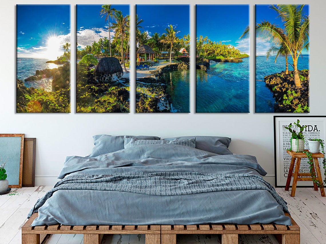 Paradise Location Set Samoa Islands Canvas Panoramic Fiji Wall - Etsy