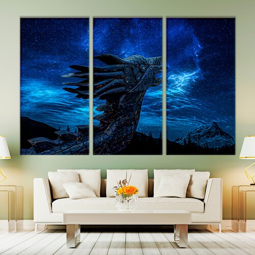 Fantasy dragon canvas orders Fantasy dragon wall art print Blue dragon poster Fantasy illustration on canvas Drawn dragon wall art Fantasy poster