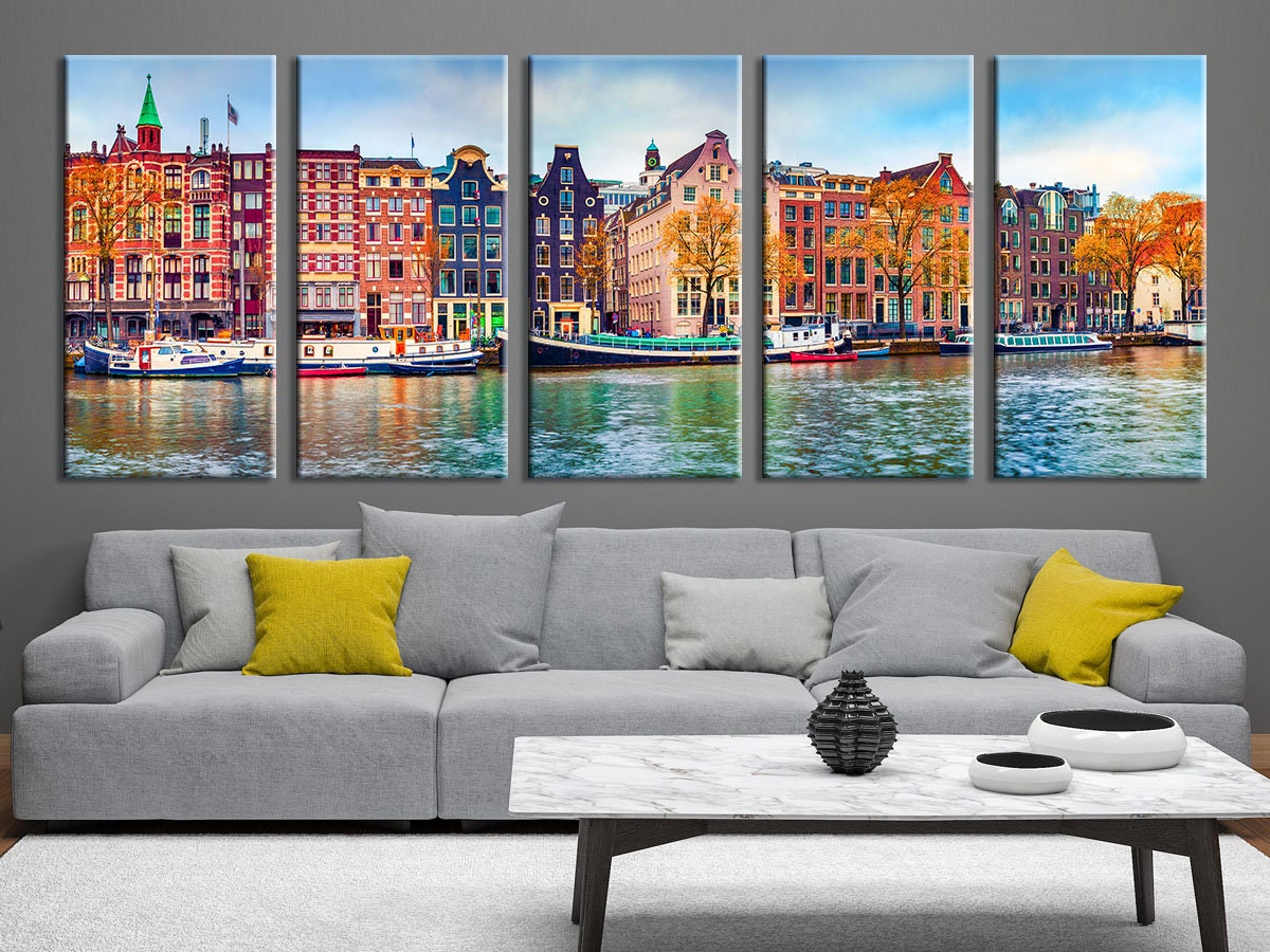 Amsterdam Wall Art Dutch Channels Wall Art Sets Colorful - Etsy