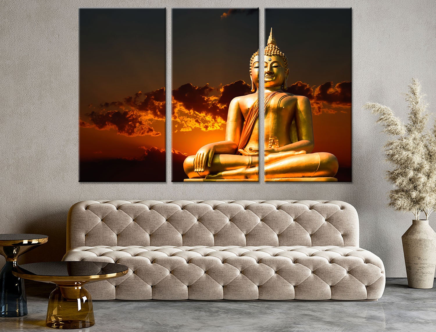 Meditating wall decor Buddha golden wall art sets Buddha art Etsy