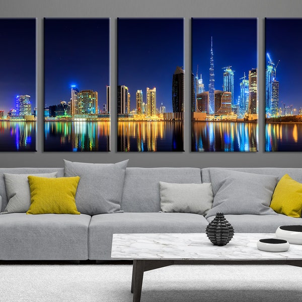 Dubai Wall art City at night wall decor City neon sign City poster City wall art City skyline Canvas Wall decor city skyline canvas