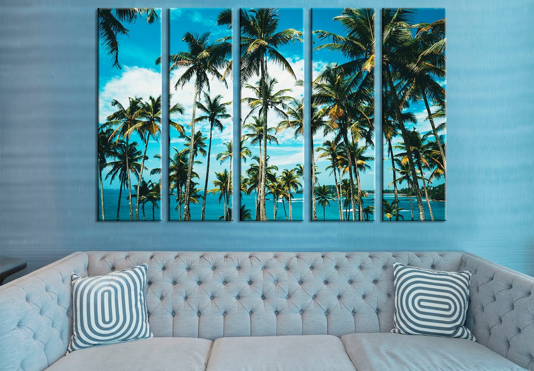 Palm Trees Art Decor Palm Trees Ocean Canvas Palm Trees Retro Etsy