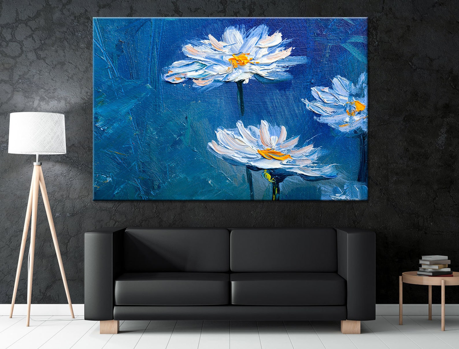 Aesthetic Wall Art Oil Painting Wall Art Sets Daisies Art - Etsy