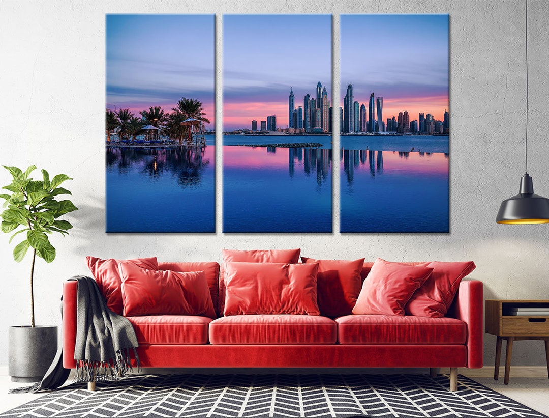 Dubai Wall Art City Sunset Wall Decor City Skyline Wall Art City Poster