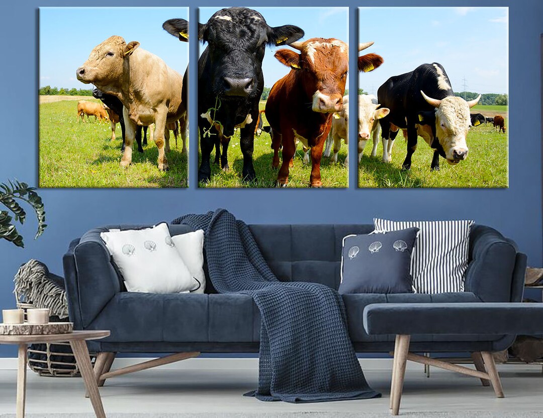 Field Cows Wall Decor Cows Wall Art Decor Landscape Cows Field on Canvas Cows Canvas Wall Art