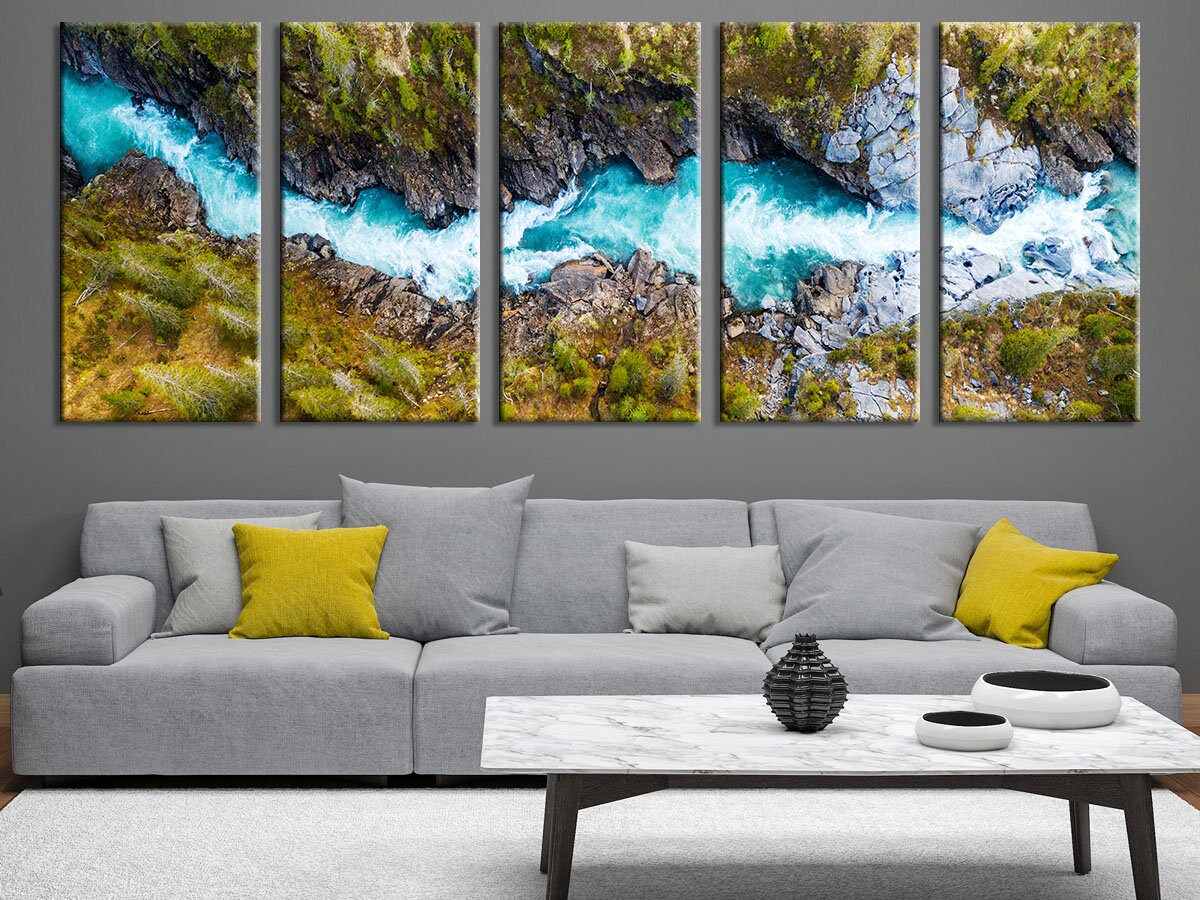 Forest River Rock Wall Art Nature Wall Art Abstract Canvas Art Etsy