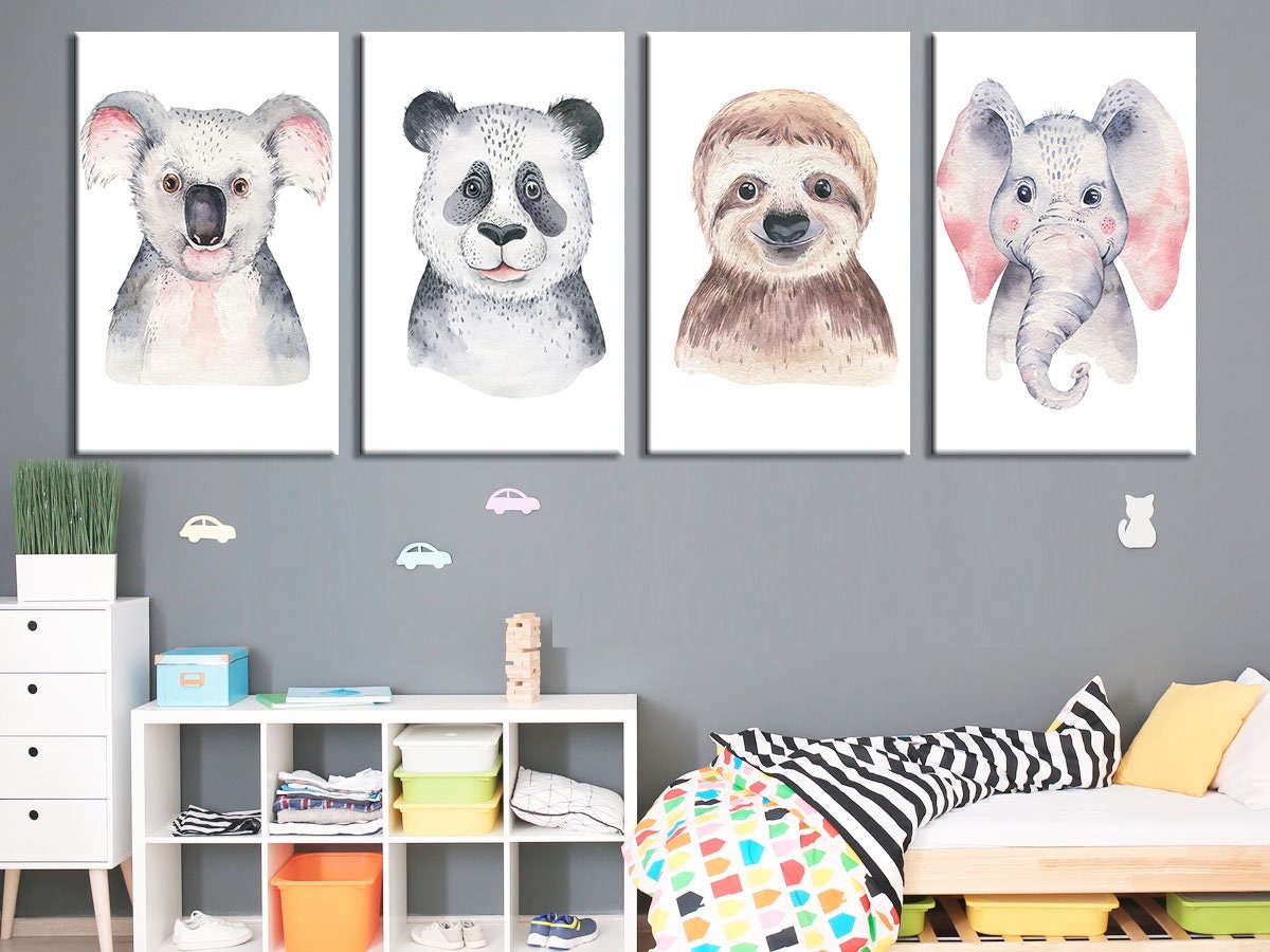 Cartoon Animal Wall Decor Trendy Poster Canvas Koala Art Print Etsy