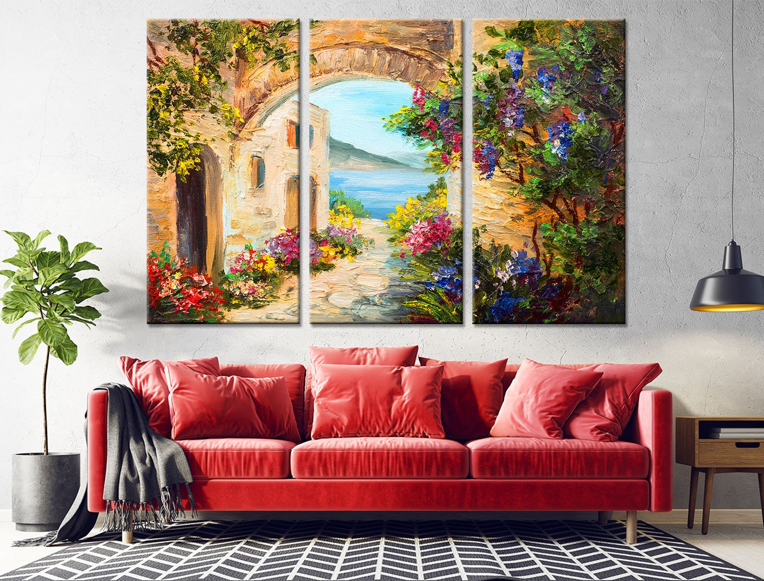 Oil Painting House Wall Decor House Sea Canvas Flowers House Etsy