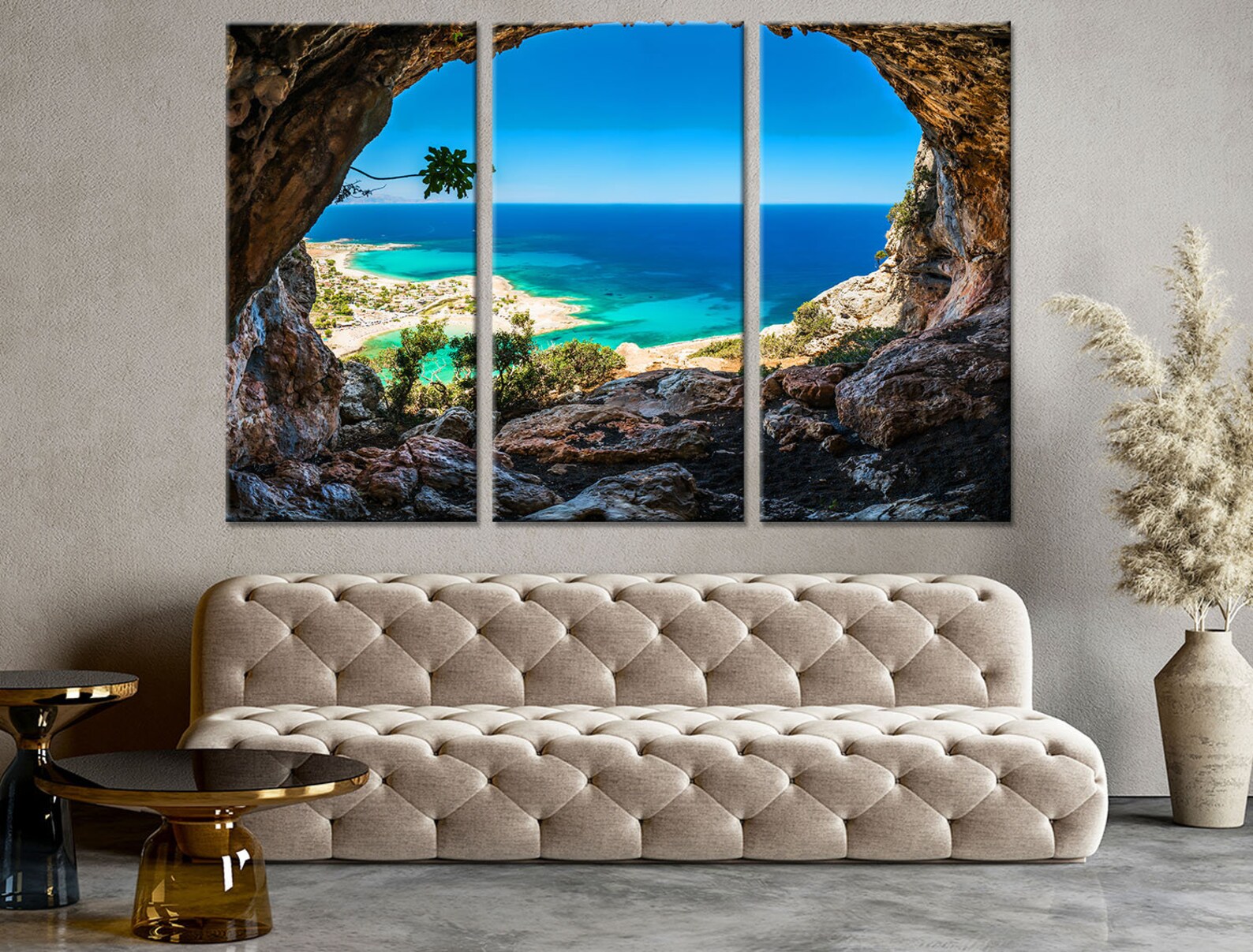 Greece Wall Decor Blue Caves Art Print Crete on Canvas Greece Etsy