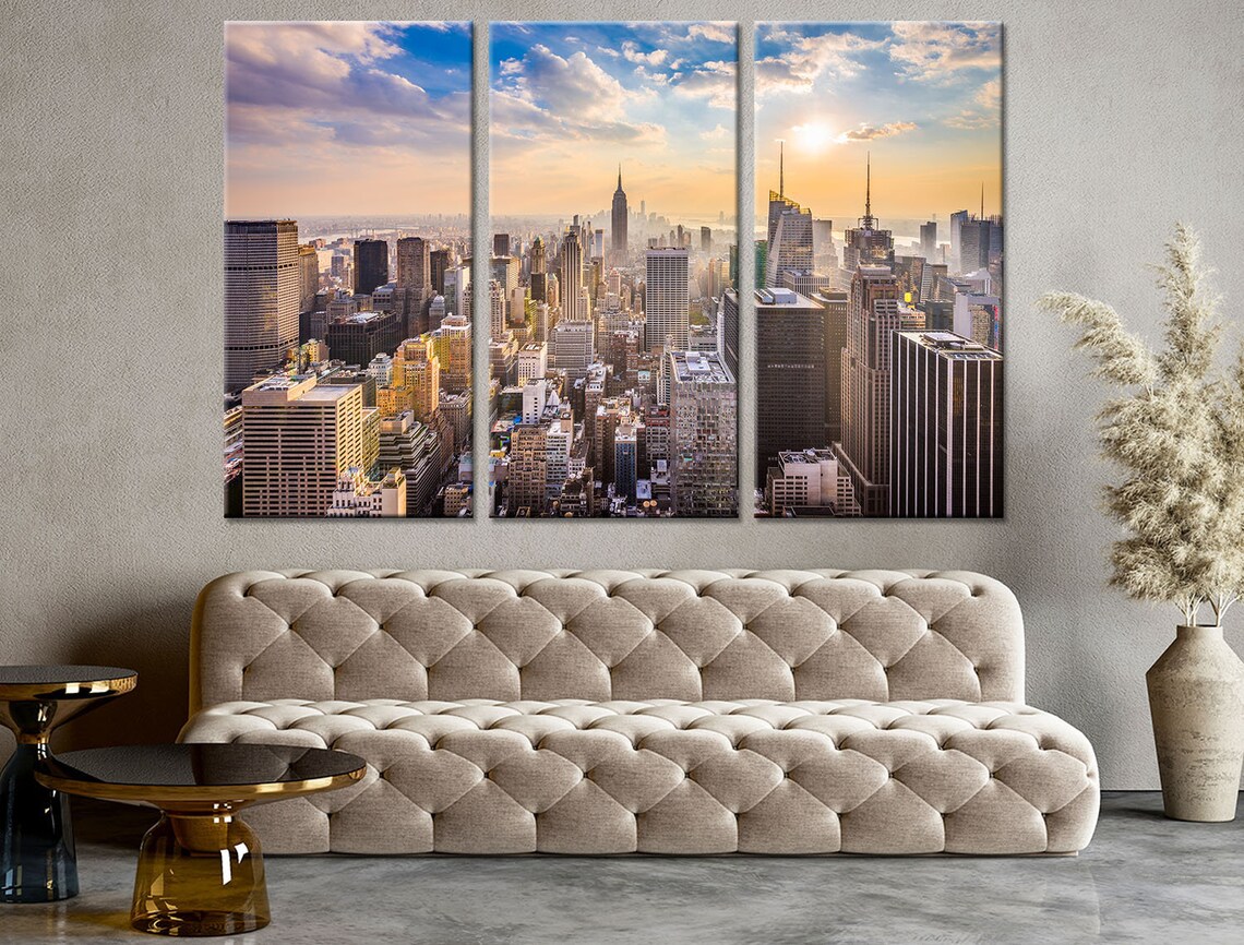 Wall decor city skyline canvas City skyline Wall art New York | Etsy