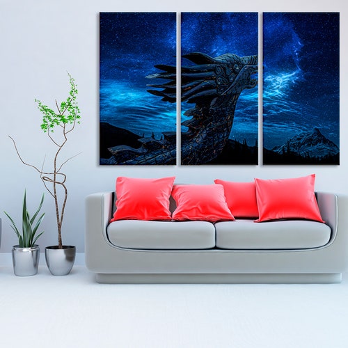 Fantasy dragon canvas orders Fantasy dragon wall art print Blue dragon poster Fantasy illustration on canvas Drawn dragon wall art Fantasy poster