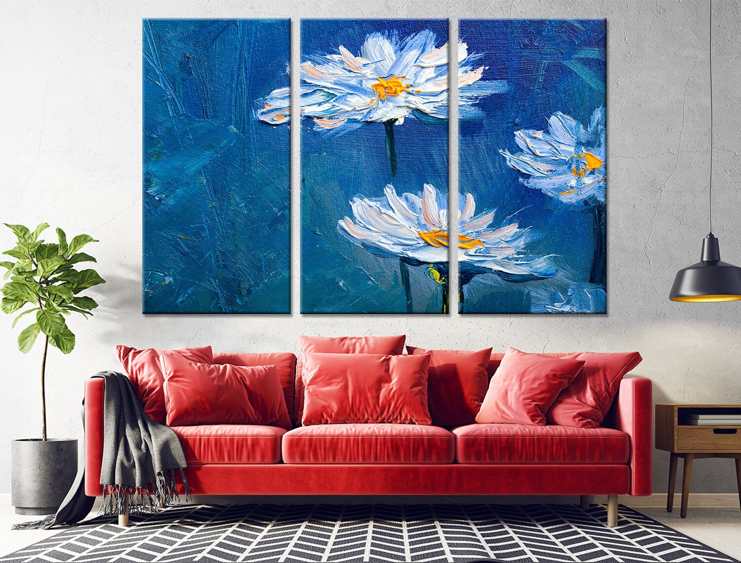 Aesthetic Wall Art Oil Painting Wall Art Sets Daisies Art - Etsy