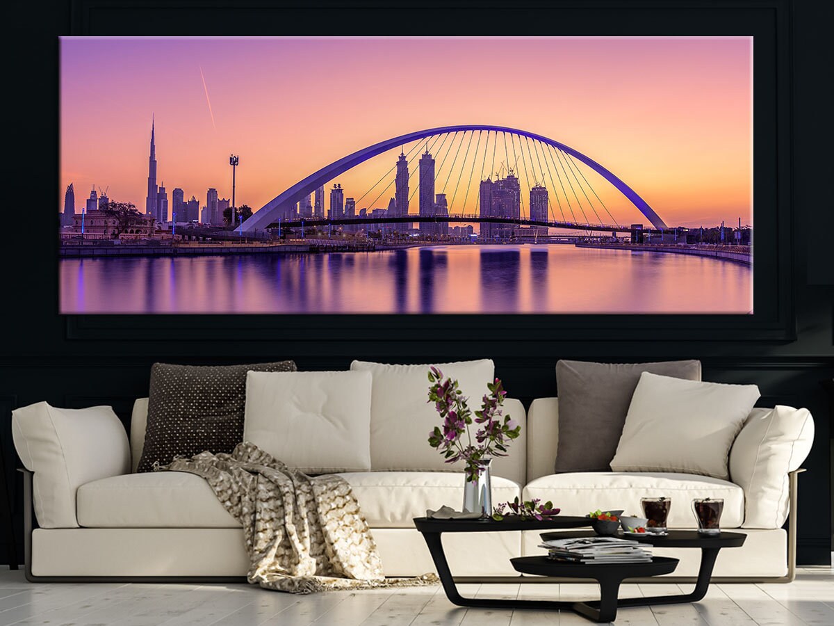 Dubai Wall Art Sunrise in Dubai Wall Decor Cityscape Wall Art Etsy