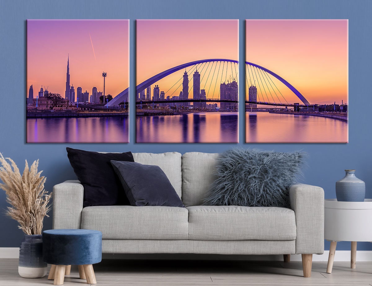 Dubai Wall Art Sunrise in Dubai Wall Decor Cityscape Wall Art Etsy