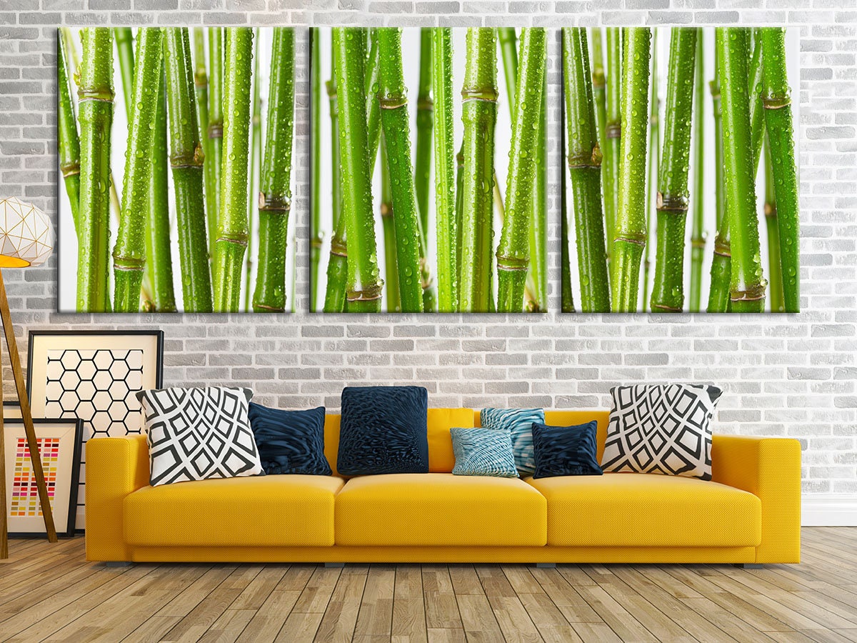 Handmade 3pcs/lot Modern Bamboo Pictures On Canvas Green Tree Oil Painting  No Frame Abstract Landscape For Living Room Wall Art