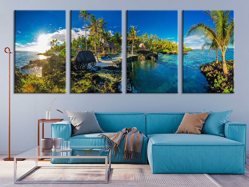 Paradise Location Set Samoa Islands Canvas Panoramic Fiji Wall | Etsy