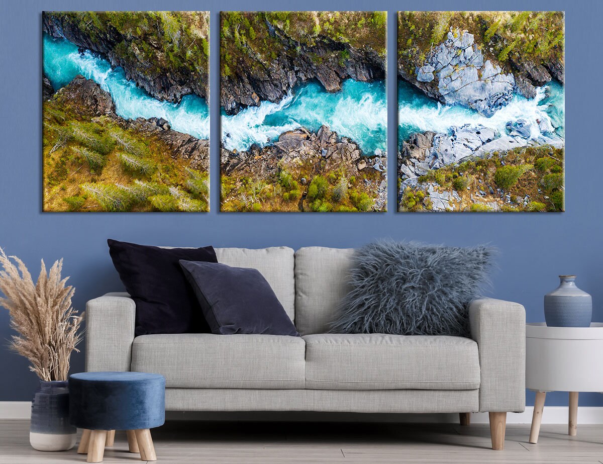 Forest River Rock Wall Art Nature Wall Art Abstract Canvas Art Etsy