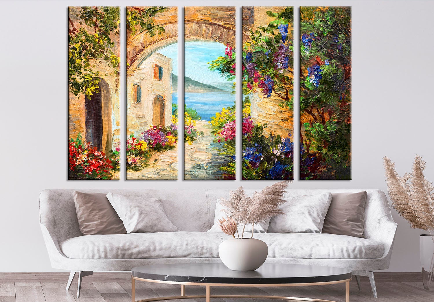 Oil Painting House Wall Decor House Sea Canvas Flowers House - Etsy UK
