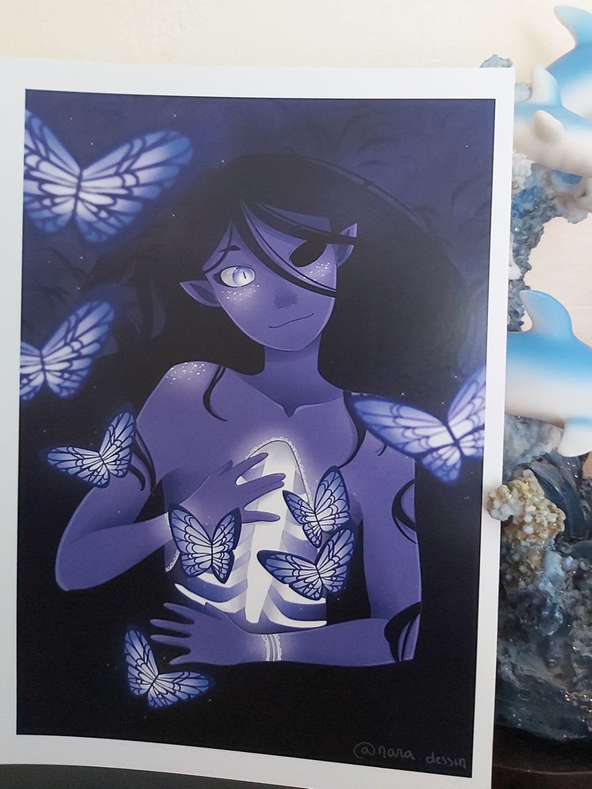 Tableau Fille Aux Papillons, Tableau Décoratif, Illustration Digitale