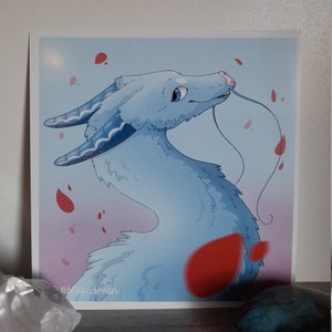 Blue dragon board, blue dragon print, dragon illustration