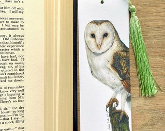 Barn Owl Bookmark with Tassel by Wildlife Artist Sophie Nash - Bookworm - Book Lover Gift - Owl Gift