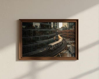 Chicago L Train Golden Hour Print | Urban City Photography (Digital Download)
