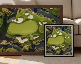 Aerial Golf Course Print, Modern Minimalist Wall Art (Digital Download)