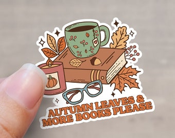 Autumn Leaves and More Books Please Sticker | Autumn Book Sticker | Spooky Books Sticker | Halloween Sticker | Kindle sticker |