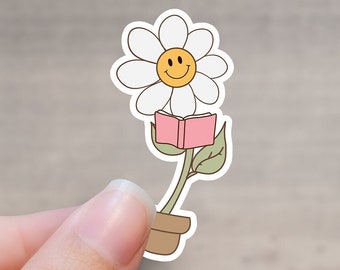 Daisy Reading Book Sticker | Cute Kindle Decor