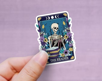 Dark Academia Sticker | Skeleton Reader Tarot Card