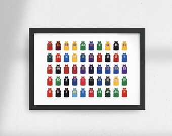 50 Greatest Basketball Players NBA Poster (Michael Jordan, LeBron James, Allen Iverson) (Wall Art, A3/A4)