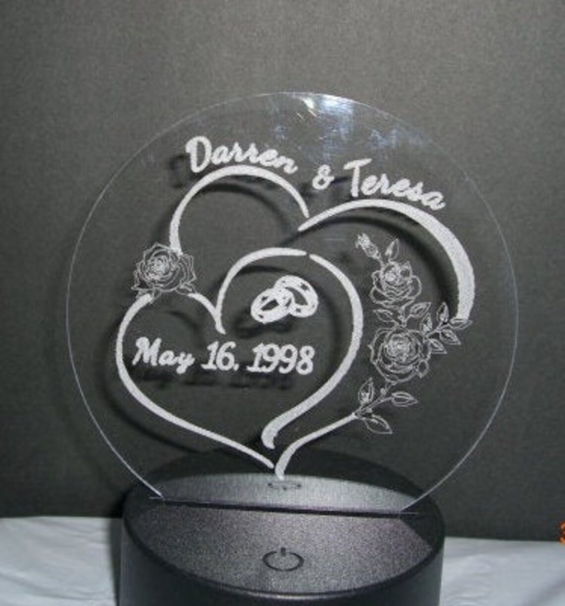 Custom Engraved Acrylic for LED Light Base multiple settings Etsy