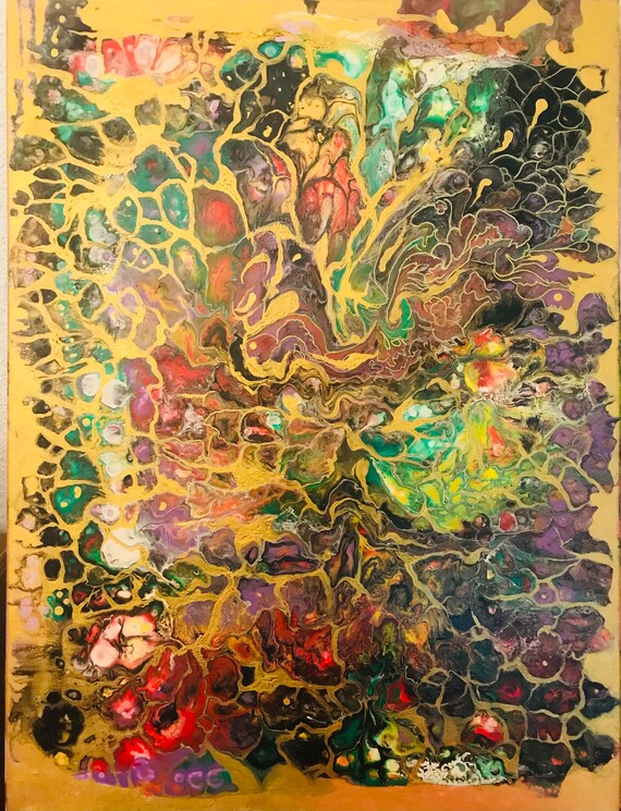 Abstract Painting Metallic Colors Canvas Modern Art One of Etsy