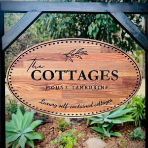 Oval Hanging Property Sign 45/60cm - (Hand Crafted) engraved carved house home wood timber personal gift plaque engagement gate