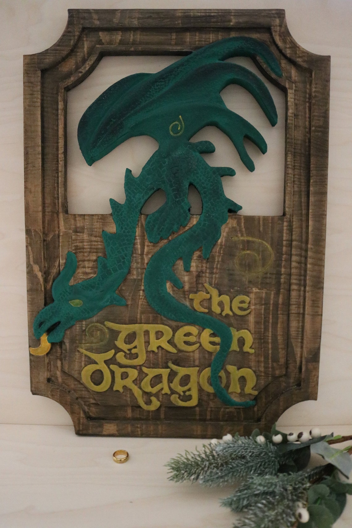 The Green Dragon Sign Lotr Hand Crafted | Etsy