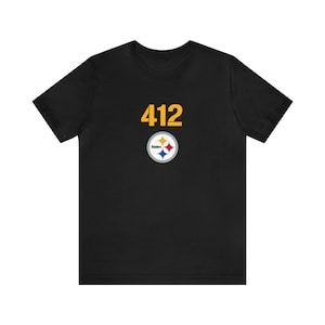 Peut inclure: T-shirt noir avec le numéro "412" en jaune et le logo des Steelers de Pittsburgh.