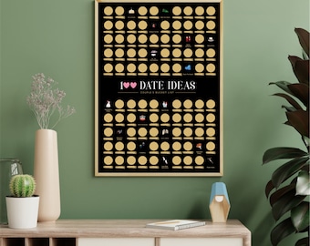 100 idées de rendez-vous nocturnes affiche à gratter pour couples, idées de rendez-vous romantiques et amusants, décoration murale pour la maison, anniversaire et cadeau de la Saint-Valentin