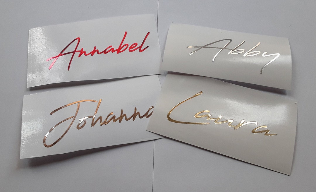 Custom Names Vinyl Decals Personalized Glass Decals Foil Etsy